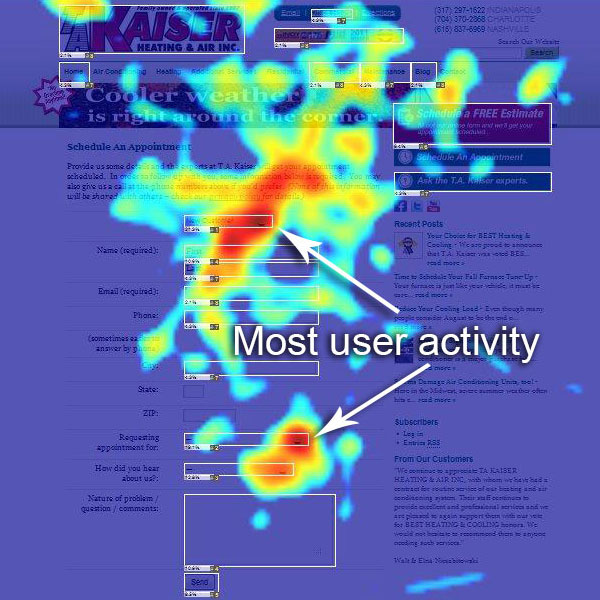 Heatmap from Web Analytics by CEOMetrics